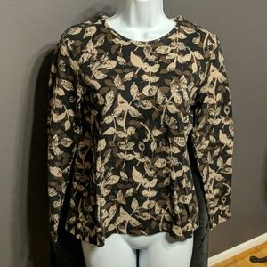 Croft & Barrow leaves long sleeved scoop neck top